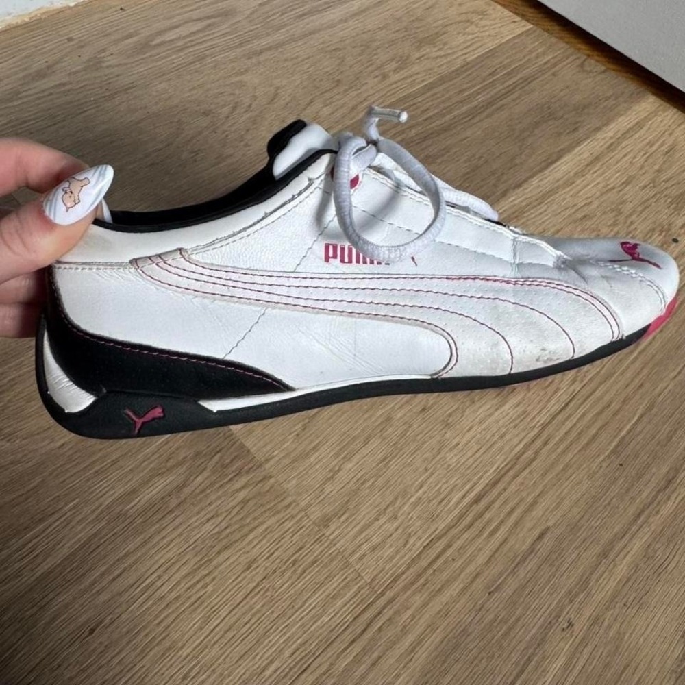 Vintage Leather Puma Speedcats Women's Size 6.5 White Pink Black Retro Sneakers - Picture 3 of 8
